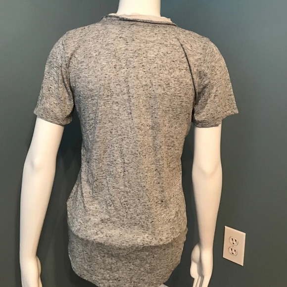 J. Crew gray v neck tee shirt with satin trim - Picture 4 of 5